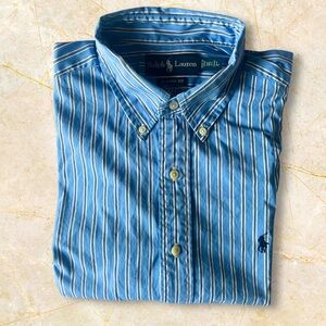 ⚜️Ralph Lauren Classic Fit 💙 Blue Striped Button-Down Shirt - Size Large⚜️